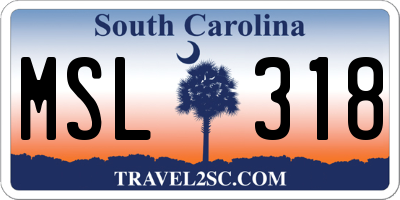 SC license plate MSL318