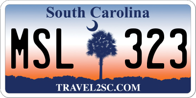 SC license plate MSL323