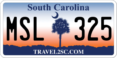 SC license plate MSL325