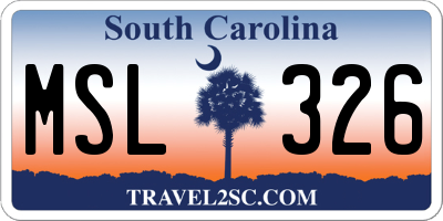 SC license plate MSL326