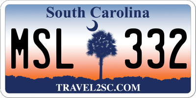 SC license plate MSL332