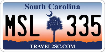 SC license plate MSL335