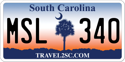 SC license plate MSL340