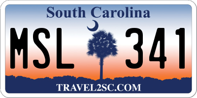 SC license plate MSL341