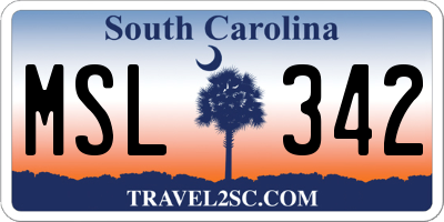 SC license plate MSL342