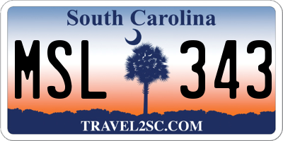 SC license plate MSL343