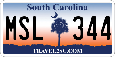 SC license plate MSL344