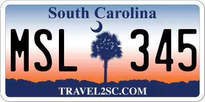 SC license plate MSL345