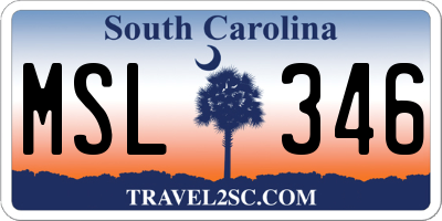 SC license plate MSL346