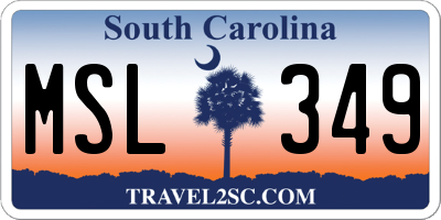 SC license plate MSL349