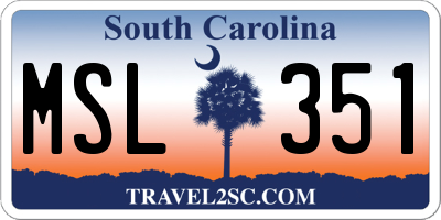 SC license plate MSL351
