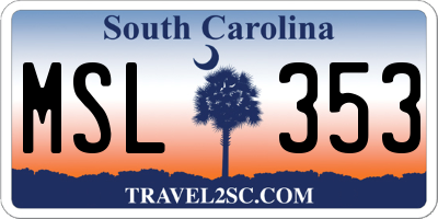 SC license plate MSL353