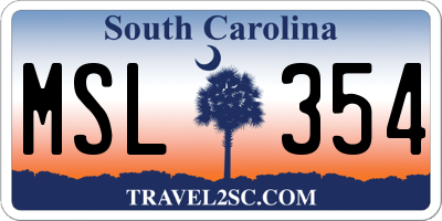 SC license plate MSL354