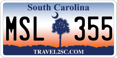 SC license plate MSL355