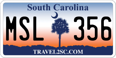 SC license plate MSL356