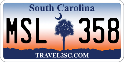 SC license plate MSL358