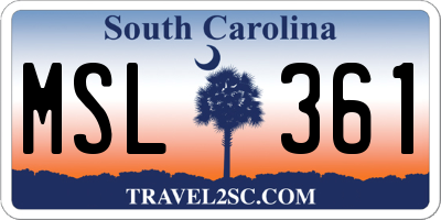 SC license plate MSL361