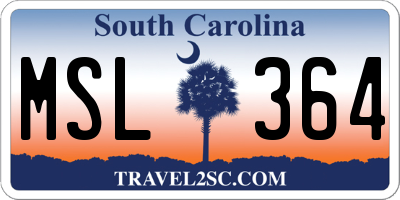 SC license plate MSL364