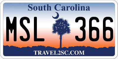 SC license plate MSL366