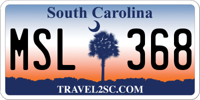 SC license plate MSL368