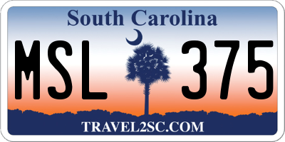 SC license plate MSL375