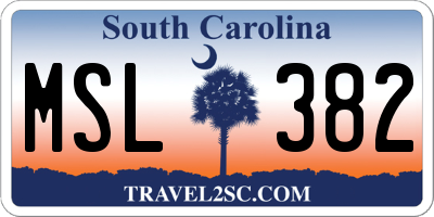 SC license plate MSL382