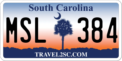 SC license plate MSL384