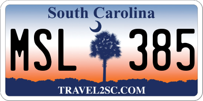 SC license plate MSL385