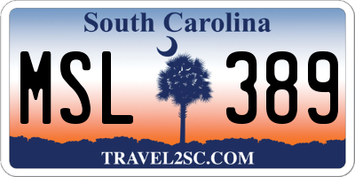SC license plate MSL389