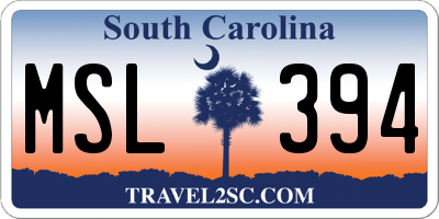 SC license plate MSL394