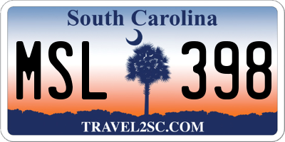 SC license plate MSL398