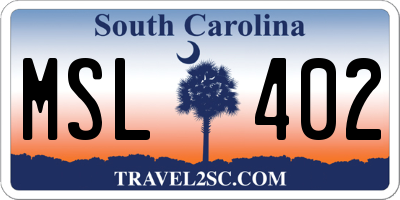 SC license plate MSL402