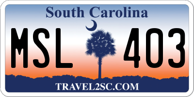 SC license plate MSL403