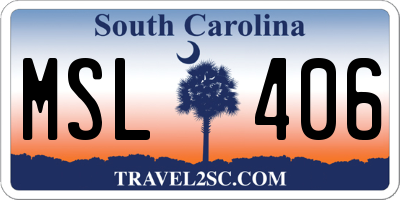 SC license plate MSL406