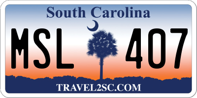SC license plate MSL407