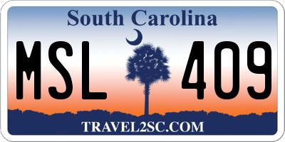 SC license plate MSL409
