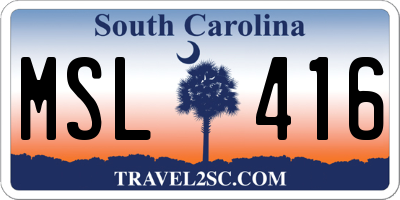 SC license plate MSL416
