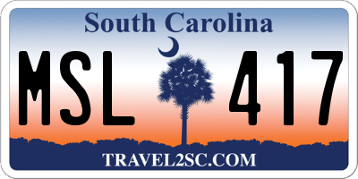 SC license plate MSL417