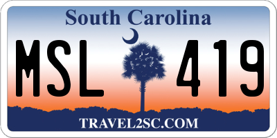 SC license plate MSL419