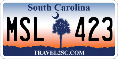 SC license plate MSL423
