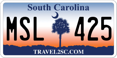 SC license plate MSL425