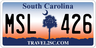 SC license plate MSL426