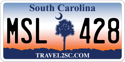 SC license plate MSL428