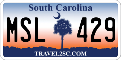 SC license plate MSL429