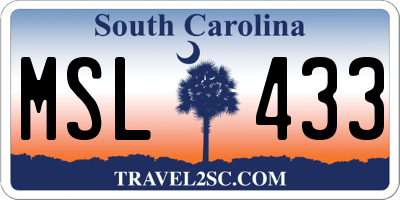 SC license plate MSL433