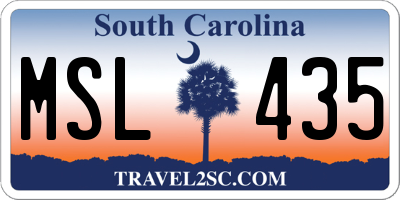 SC license plate MSL435