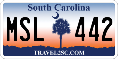 SC license plate MSL442