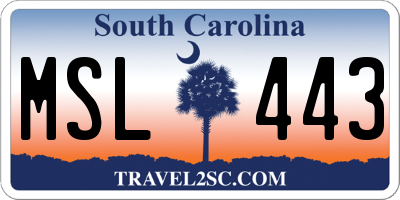 SC license plate MSL443