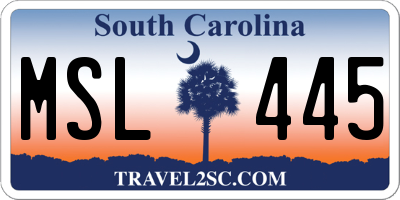 SC license plate MSL445