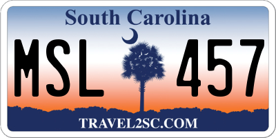 SC license plate MSL457